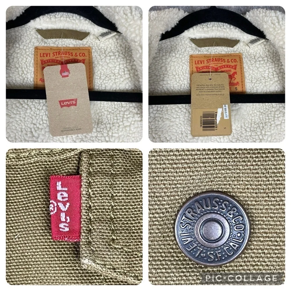 Levi’s Iconic Cozy Durable Warm Canvas Sherpa Lined Trucker Jacket - NWT - Sz S
